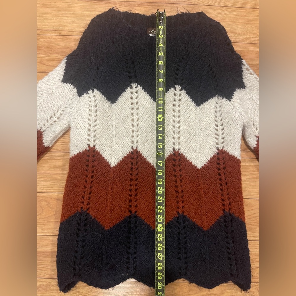 Iperico wool blend Chevron Knit chunky pullover Sweater long sleeves made Italie - Picture 5 of 8